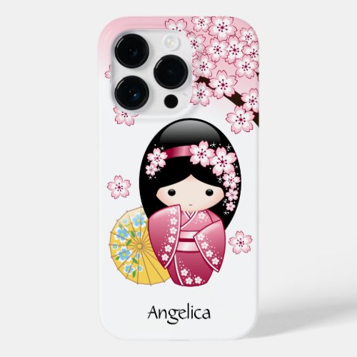 Spring Kokeshi Doll _ Cute Japanese Geisha Girl Case_Mate iPhone 14 Pro Case