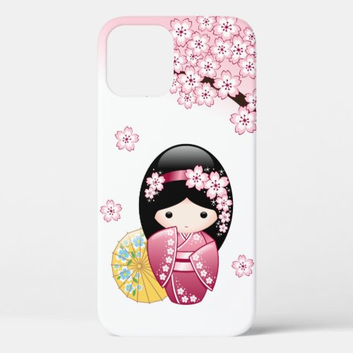 Spring Kokeshi Doll _ Cute Japanese Geisha Girl iPhone 12 Pro Case