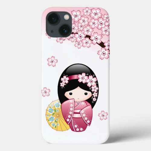 Spring Kokeshi Doll _ Cute Japanese Geisha Girl iPhone 13 Case