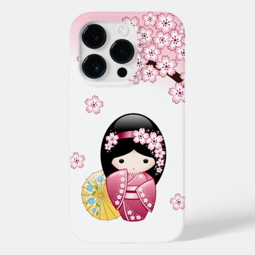 Spring Kokeshi Doll _ Cute Japanese Geisha Girl Case_Mate iPhone 14 Pro Case