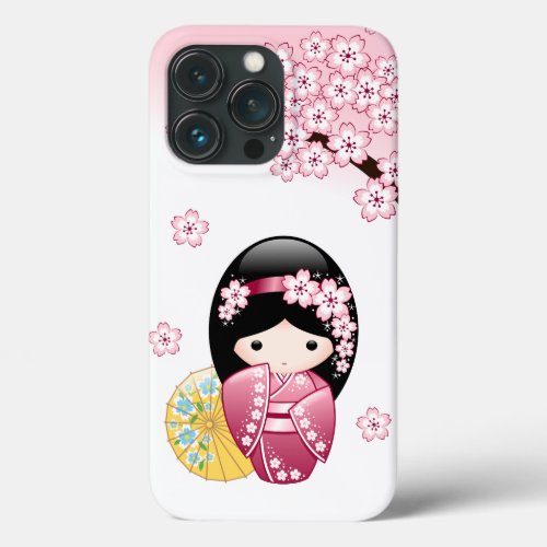 Spring Kokeshi Doll _ Cute Japanese Geisha Girl iPhone 13 Pro Case