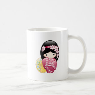 Spring Kokeshi Doll - Cute Japanese Geisha Girl Co Coffee Mug