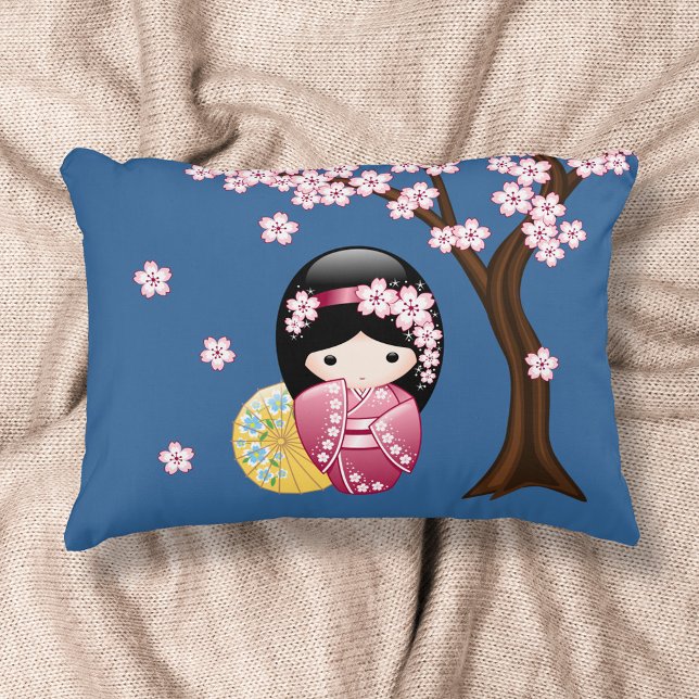 Spring Kokeshi Doll - Cute Japanese Geisha Girl Decorative Pillow (Creator Uploaded)