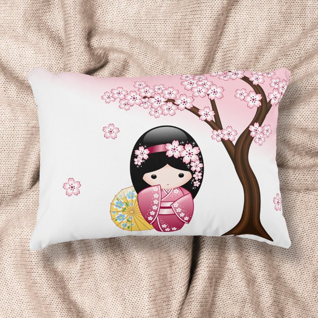 Spring Kokeshi Doll - Cute Japanese Geisha Girl Decorative Pillow (Creator Uploaded)