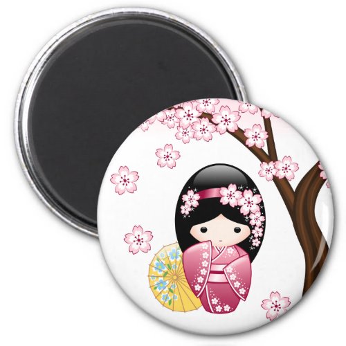 Spring Kokeshi Doll _ Cute Japanese Geisha Girl Magnet