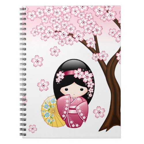 Spring Kokeshi Doll _ Cute Japanese Geisha Girl Notebook