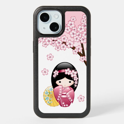 Spring Kokeshi Doll _ Cute Japanese Geisha Girl iPhone 15 Case