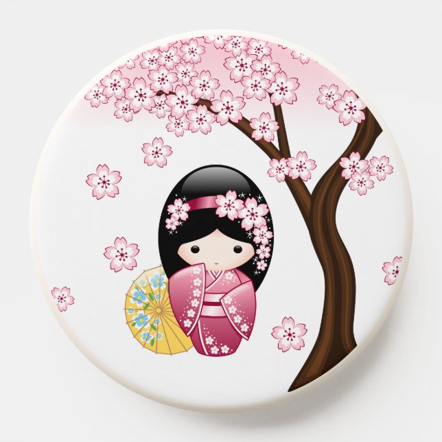 Spring Kokeshi Doll - Cute Japanese Geisha Girl PopSocket (Popsocket)