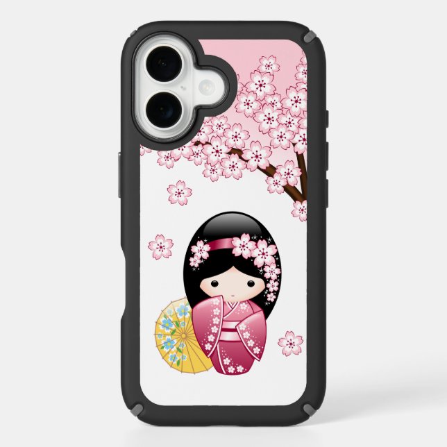 Spring Kokeshi Doll Cute Japanese Geisha Girl Speck iPhone Case (Front)