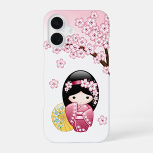 Spring Kokeshi Doll - Cute Japanese Geisha iPhone 16 Case