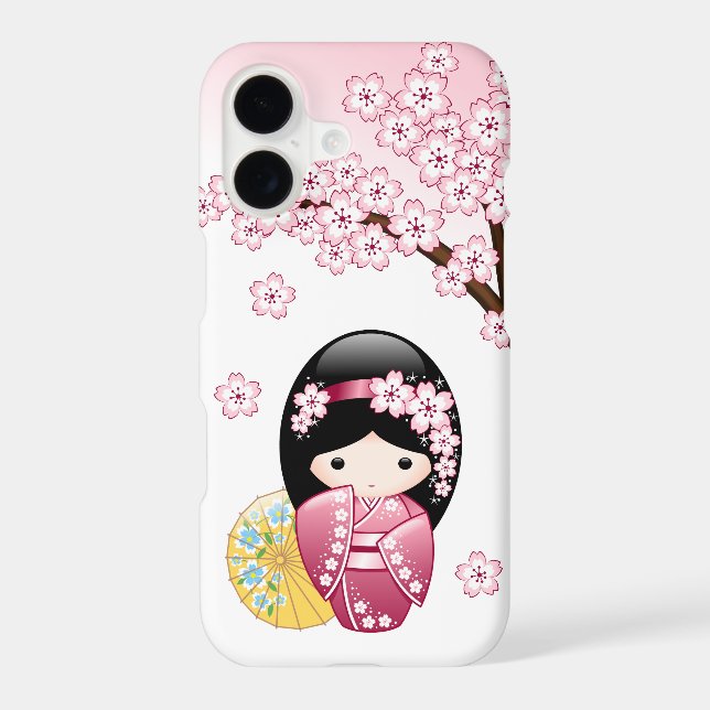Spring Kokeshi Doll - Cute Japanese Geisha iPhone Case (Back)