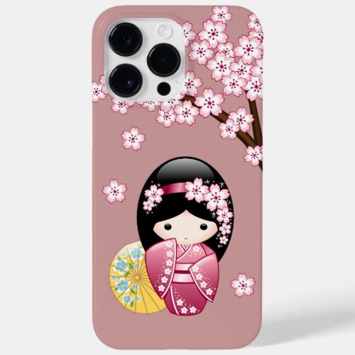 Spring Kokeshi Doll _ Cute Japanese Geisha on Pink Case_Mate iPhone 14 Pro Max Case