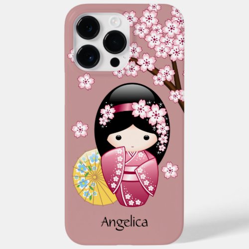 Spring Kokeshi Doll _ Cute Japanese Geisha on Pink Case_Mate iPhone 14 Pro Max Case