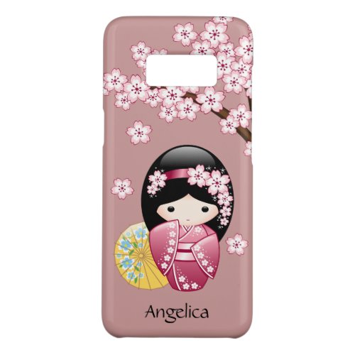 Spring Kokeshi Doll _ Cute Japanese Geisha on Pink Case_Mate Samsung Galaxy S8 Case