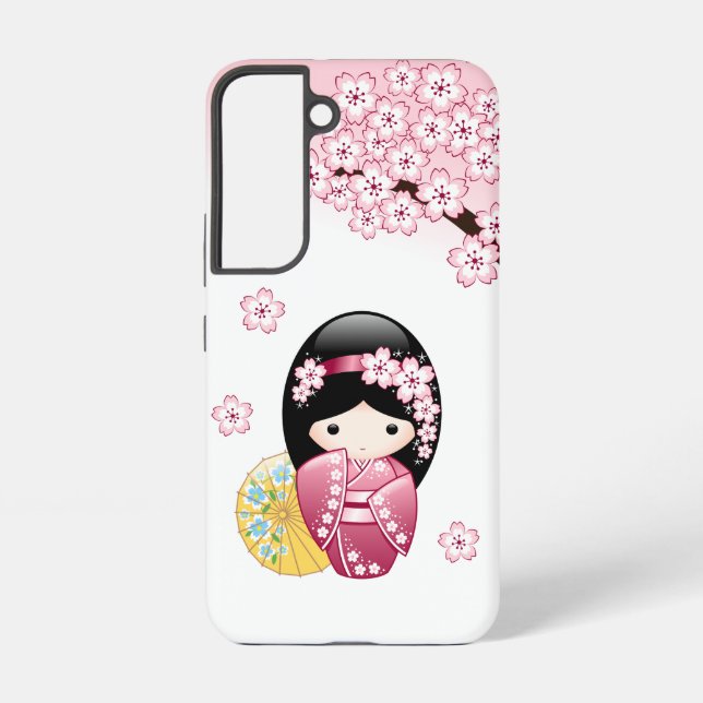 Spring Kokeshi Doll - Cute Japanese Geisha Samsung Galaxy Case (Back)
