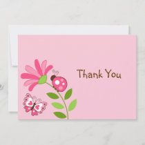 Spring Ladybug Butterfly Flat Thank You Note Cards