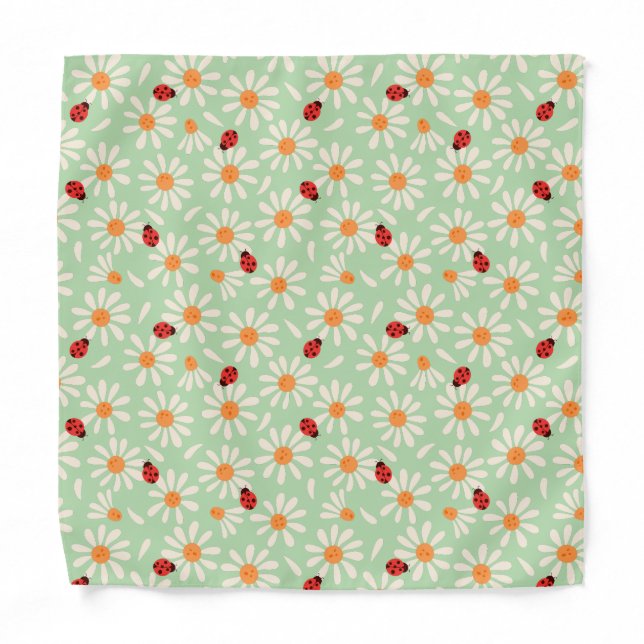 Spring Ladybugs and Daisies Bandana (Front)