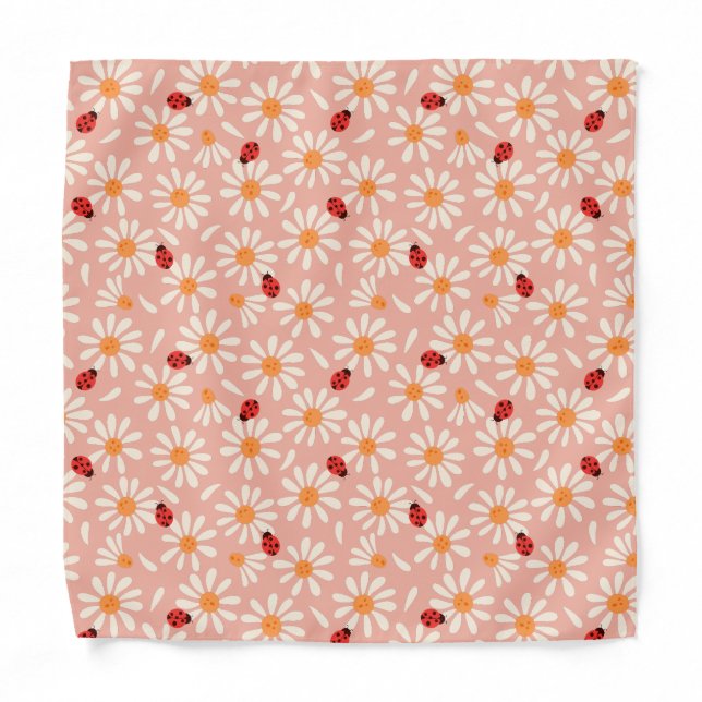 Spring Ladybugs and Daisies Bandana (Front)