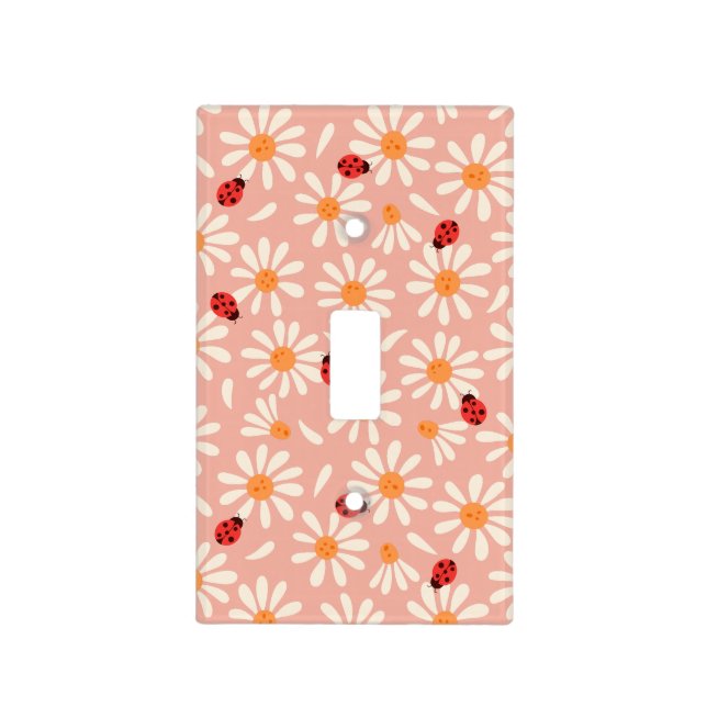 Spring Ladybugs and Daisies Light Switch Cover (Front)