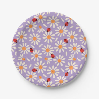 Spring Ladybugs and Daisies Paper Plates