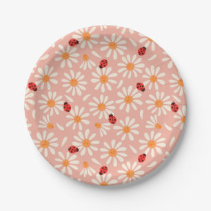 Spring Ladybugs and Daisies Paper Plates