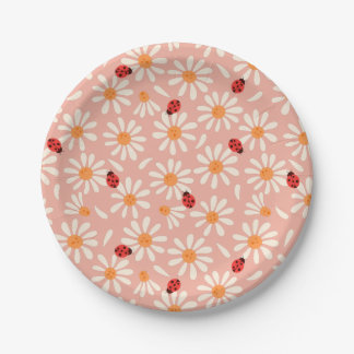 Spring Ladybugs and Daisies Paper Plates
