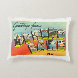 Spring Lake New Jersey NJ Vintage Travel Postcard- Accent Pillow