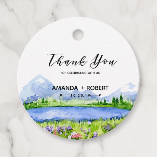 Spring Lakeside Mountain Meadow Wedding Custom  Favor Tags