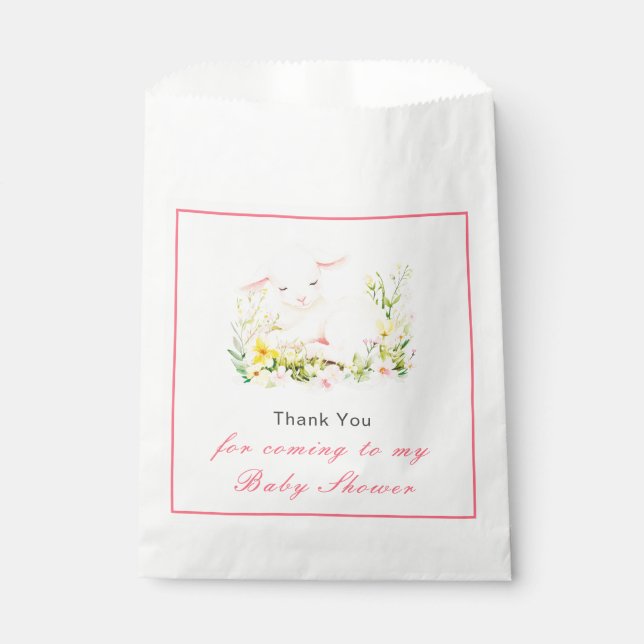 Spring Lamb Baby Shower Favor Bag (Front)