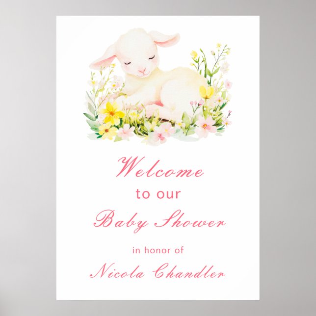 Spring Lamb Baby Shower Poster (Front)