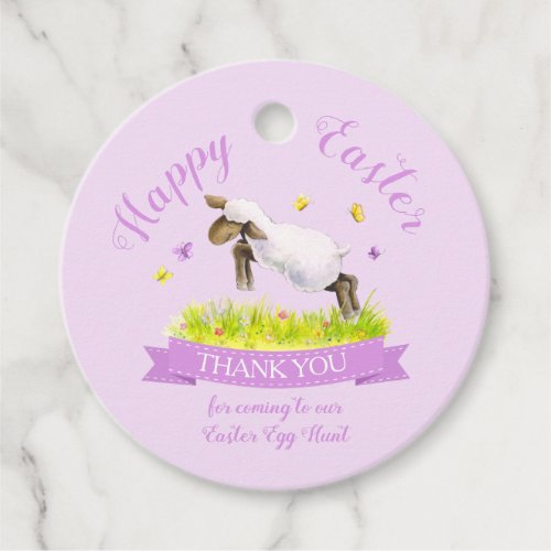 Spring lamb cute purple pink Easter thank you Favor Tags