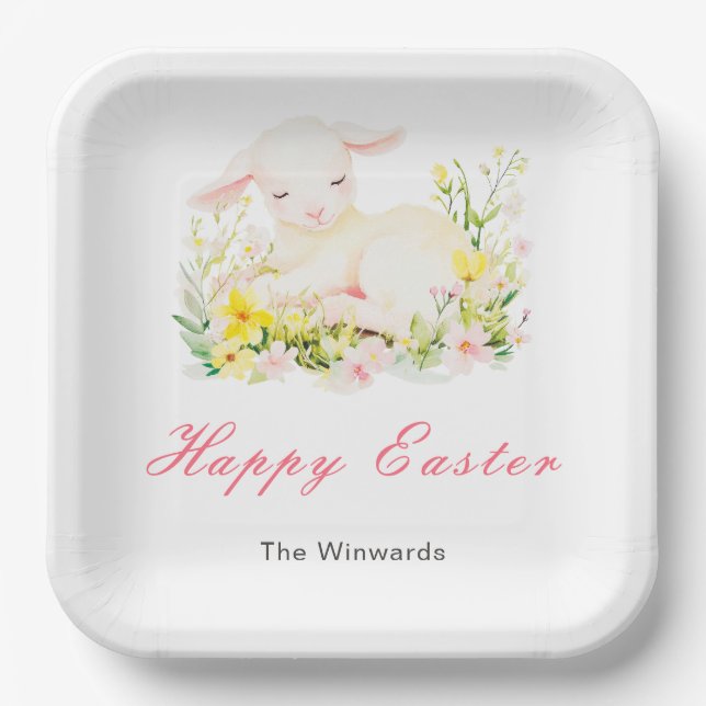 Spring Lamb Easter Brunch Paper Plates (Front)