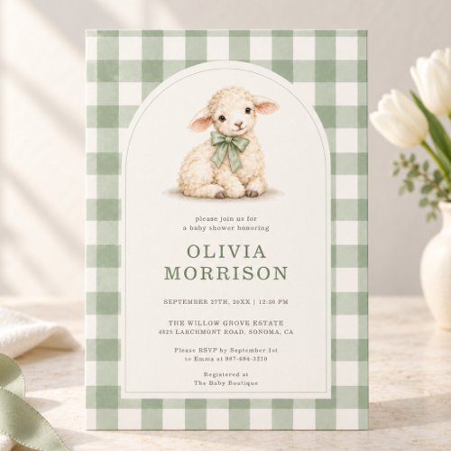 Spring Spring Lamb Neutral baby shower invitation
