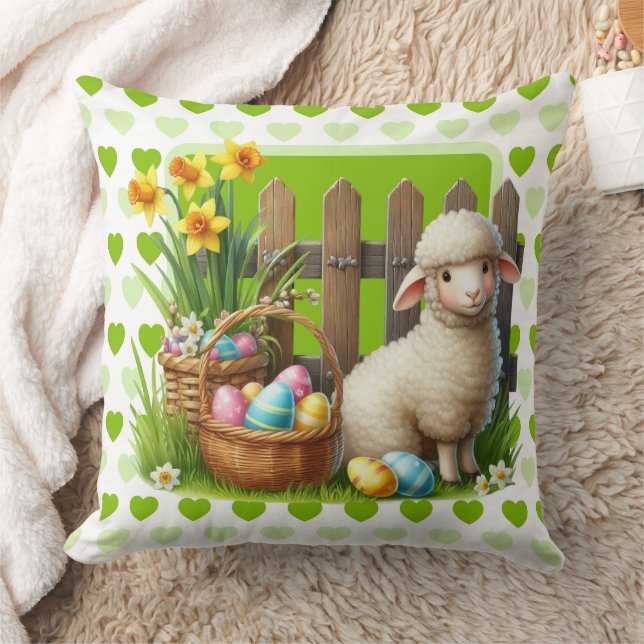 Spring Lamb Throw Pillow (Blanket)
