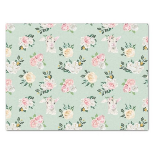 Spring Lambs and Roses Clear Image Tissue Paper