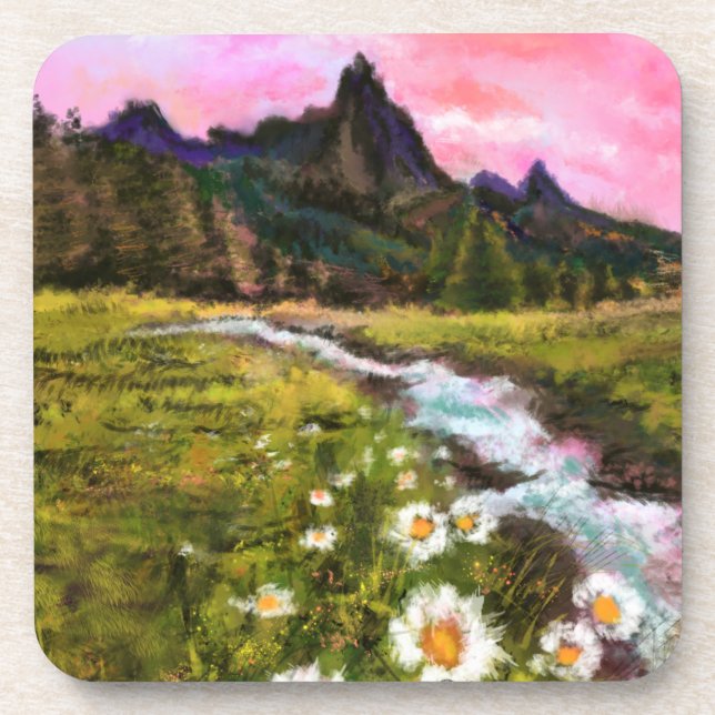 Spring Landscape - Flowering - Original Painting  Beverage Coaster (Front)