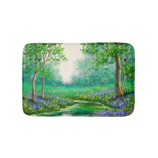 Spring landscape oil painting, forest. bath mat (Front)