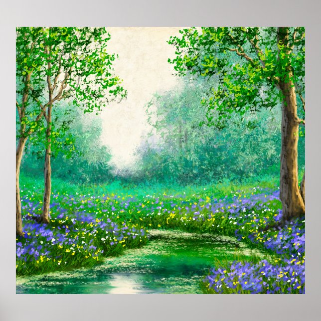 Spring landscape oil painting, forest. poster (Front)