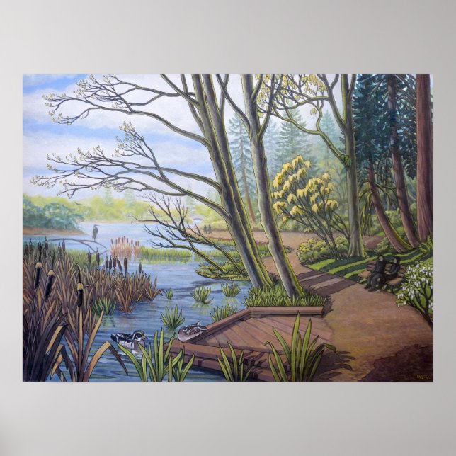 Spring Landscape Painting Lost Lagoon Vancouver Poster (Front)