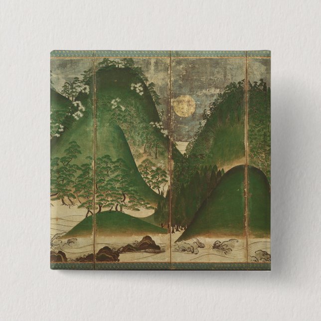 Spring Landscape with Sun Pinback Button (Front)
