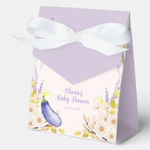 Spring Lavender Daisy Floral Eggplant Baby Shower Favor Boxes