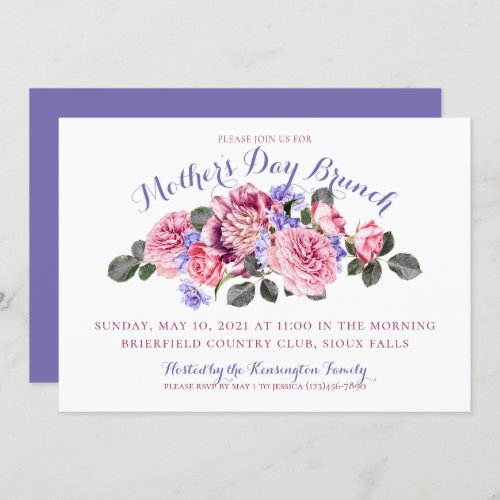 Spring Lavender Pastel Floral Mothers Day Brunch Invitation