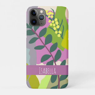 Spring Leaves Abstract Bold Colors Custom Name iPhone 11 Pro Case