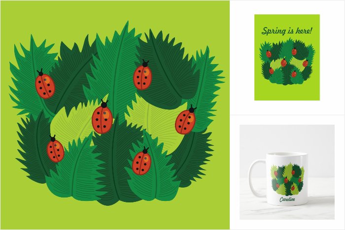 Zazzle collection of products with fun spring leaves design