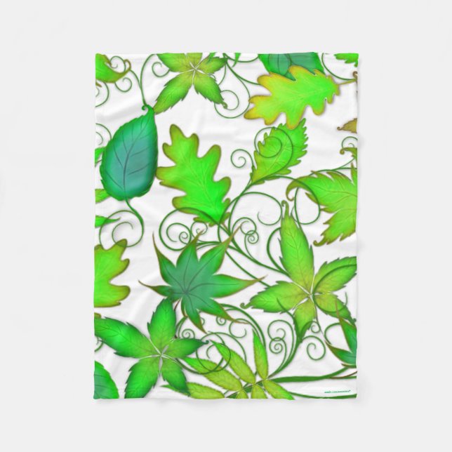 Spring Leaves Fleece Blanket (Front)