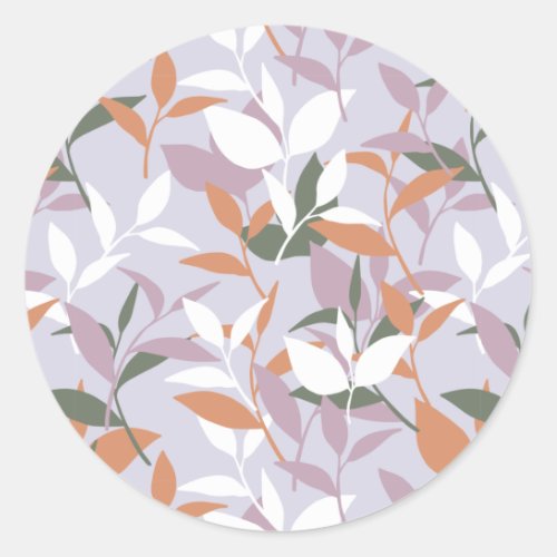 Spring Leaves Garden in Light Purple Color Palette Classic Round Sticker