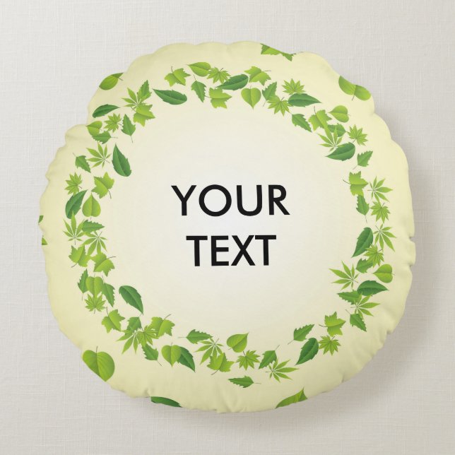 Spring leaves round pillow (Front)