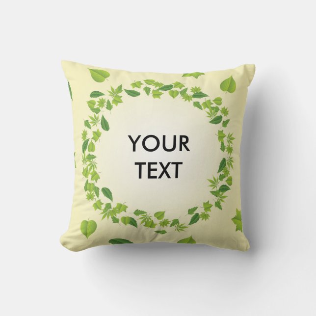 Spring leaves throw pillow (Front)