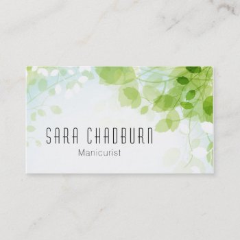 Spring Leaves Watercolor Modern Business Card by Oasis_Landing at Zazzle