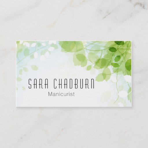Customizable Spring Leaves Watercolor Modern Double-Sided Standard Business Cards (Pack Of 100)